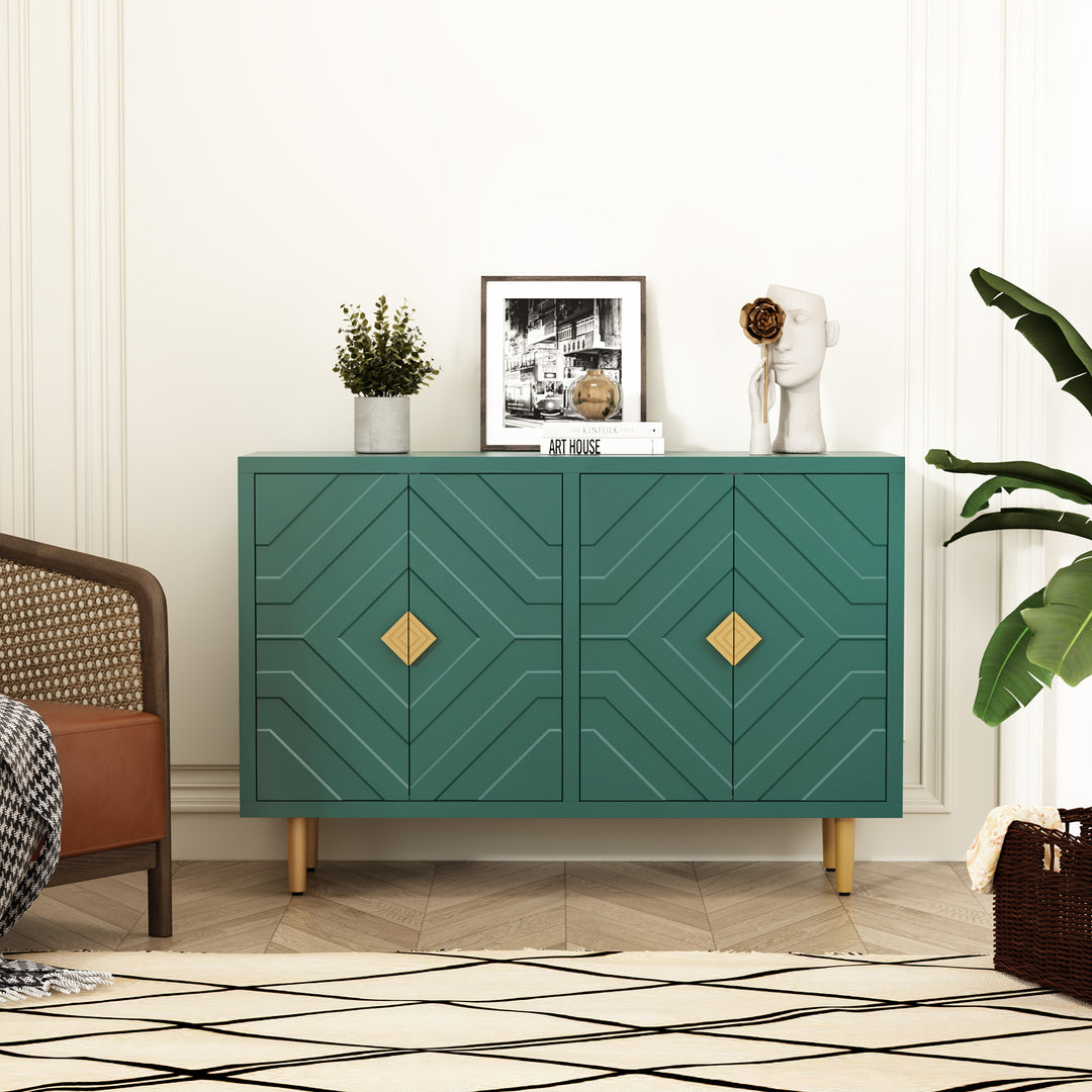 HLR® Modern Accent Cabinet – Decorative Embossed Pattern Doors Sideboard Buffet Credenza with Storage – Stylish Storage for Living Room & Dining