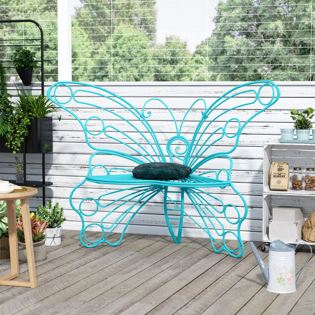 50" Butterfly-Design Cast Iron Outdoor Bench – Heavy-Duty Weatherproof Patio Seat with Rust-Resistant Finish (Garden & Yard)