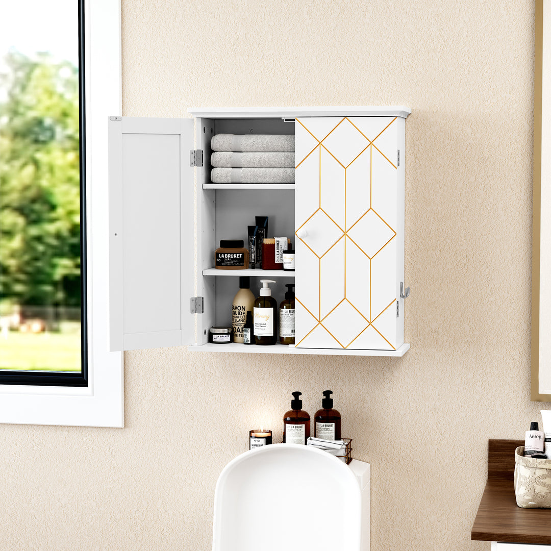 HLR® Gold Trim Wall-Mounted Bathroom Cabinet with Adjustable Shelves Space-Saving Storage for Bathroom