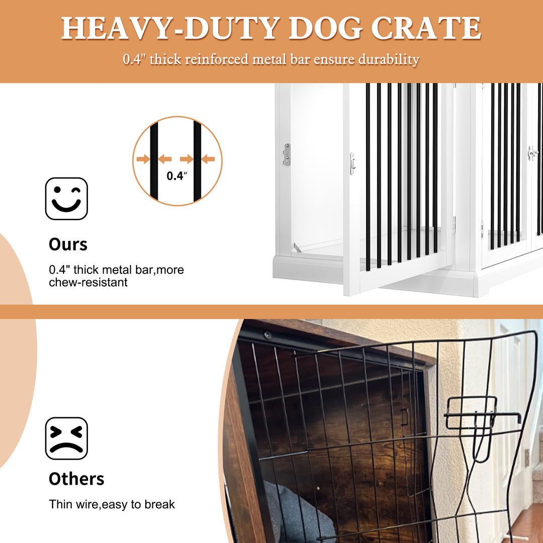 HLR® 39" Wooden Heavy Duty Dog Crate Furniture Decorative End Table for Large Dog Kennel with Sturdy Construction for Indoor & Outdoor