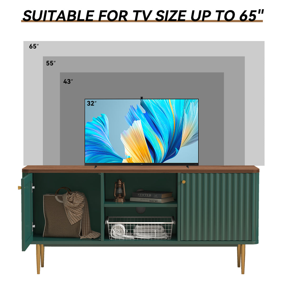 HLR® Mid Century Modern Fluted TV Stand with Stylish Storage for Living Room & Bedroom