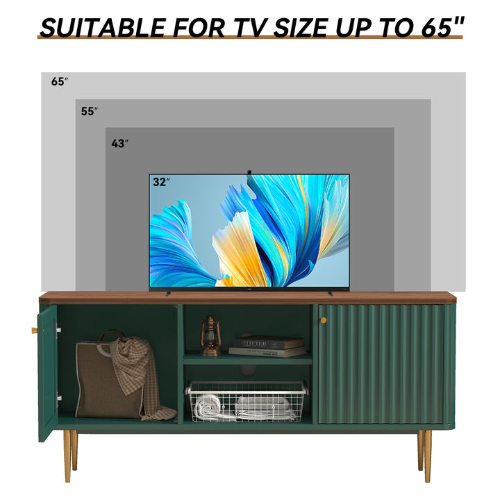 HLR® Mid Century Modern Fluted TV Stand with Stylish Storage for Living Room & Bedroom