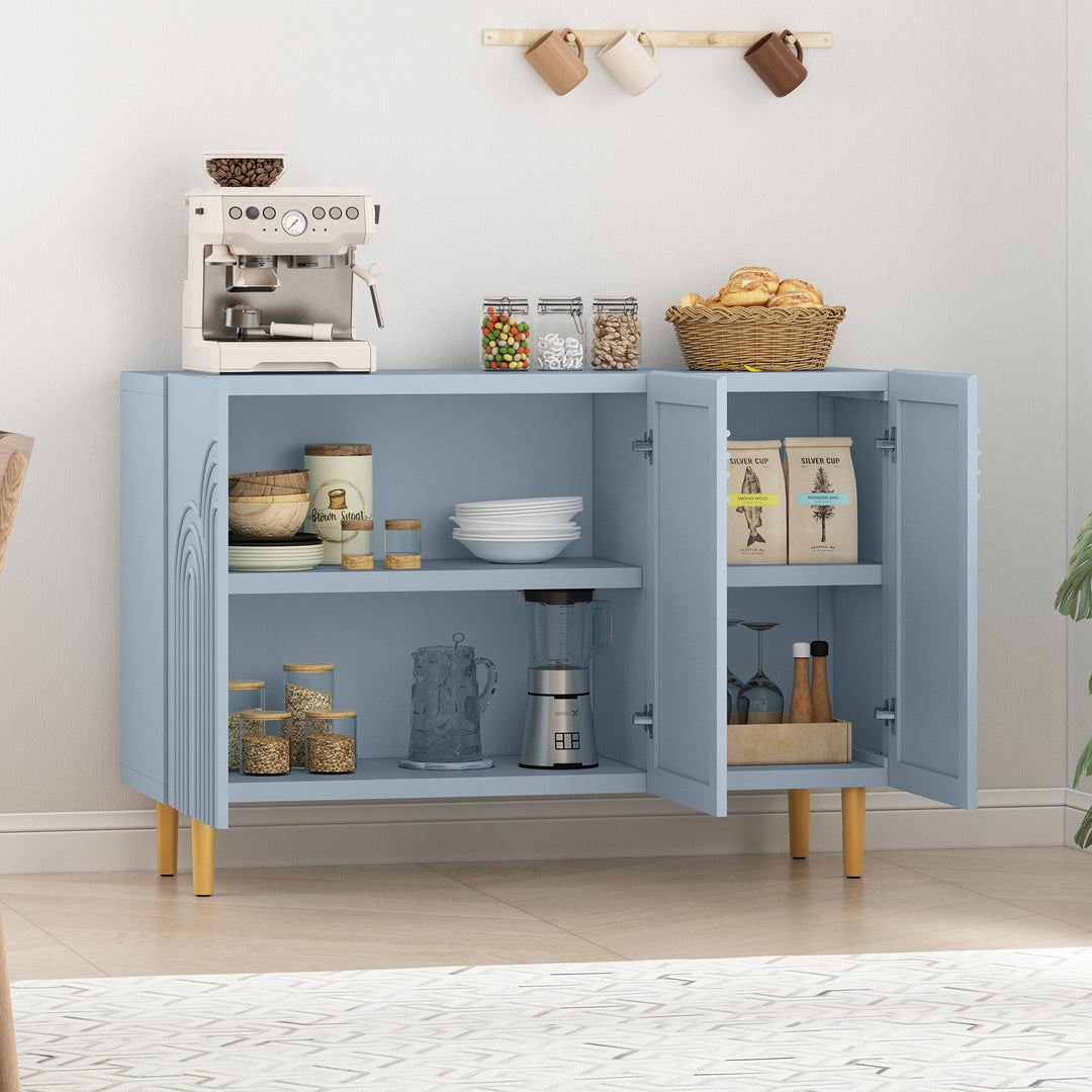 HLR® 47-Inch Modern Credenza with Cloud Relief Design – 3-Door Storage Organizer for Living, Dining & Entryway