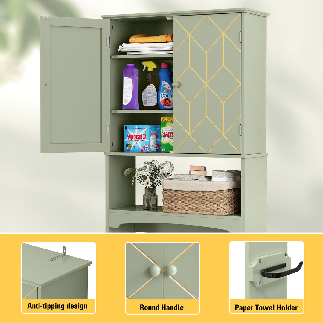HLR® Space-Saving Over-The-Toilet Storage Cabinet with Doors & Adjustable Shelves – Fits Most Standard Toilets for Bathroom Organization