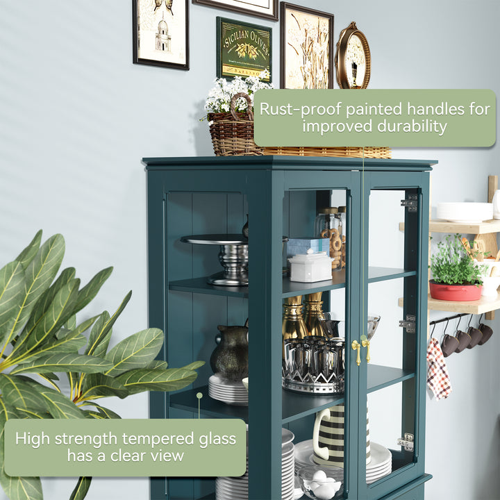 HLR® 72" Classical Freestanding Pantry Sideboard with Glass Doors – Adjustable Shelves Tall Storage Cabinet for Kitchen, Dining & Living Room