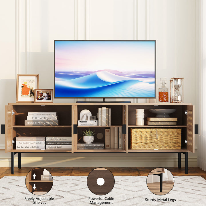 HLR® Modern Wood TV Stand with 2-Tier Shelves & Storage – Stylish Centerpiece for Living Room