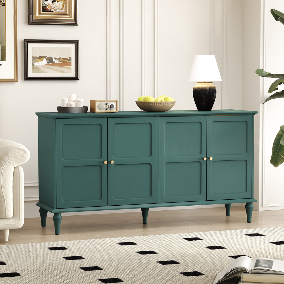HLR® Mid Century 58'' Wooden Sideboard Buffet Cabinet – 4-Door Storage for Living, Dining & Bedroom