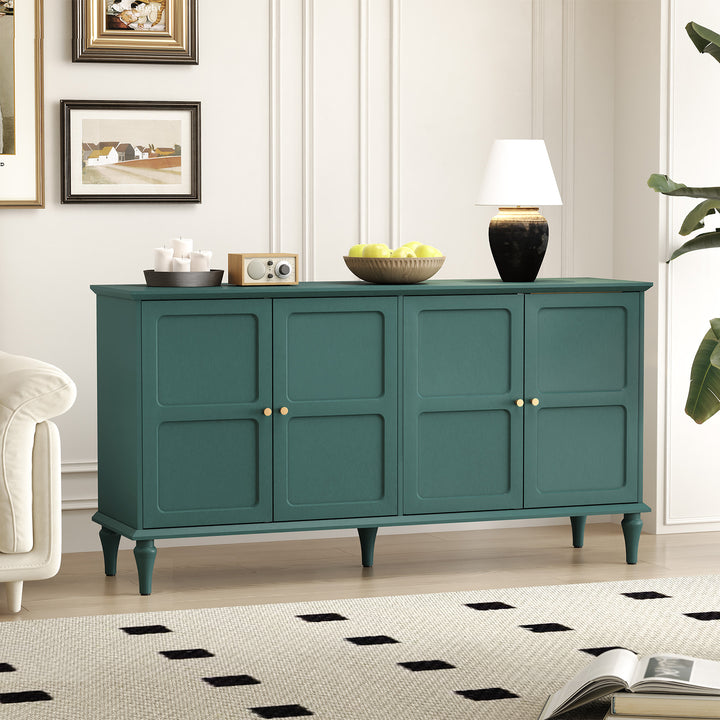 HLR® Mid Century 58'' Wooden Sideboard Buffet Cabinet – 4-Door Storage for Living, Dining & Bedroom