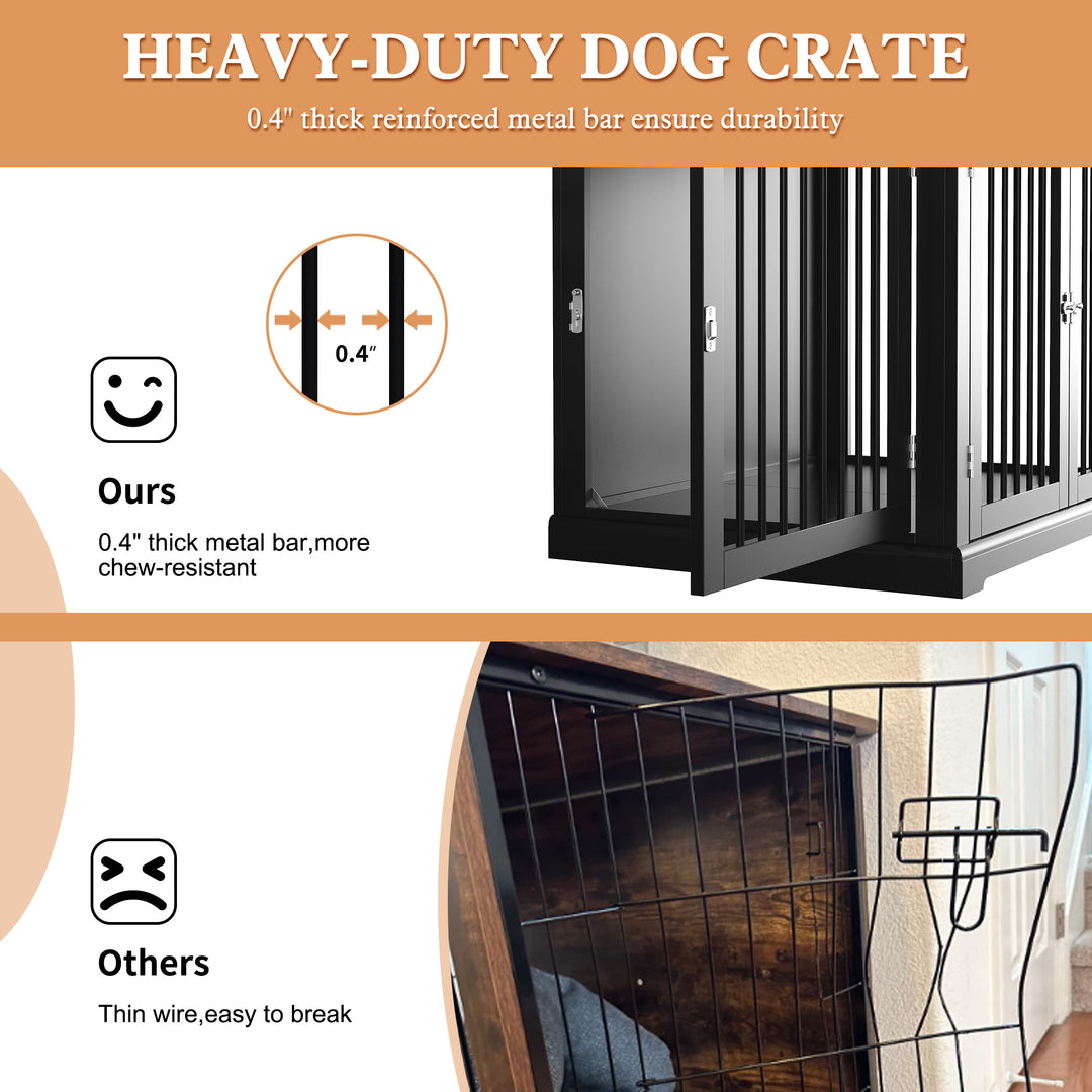 HLR® 39" Wooden Heavy Duty Dog Crate Furniture Decorative End Table for Large Dog Kennel with Sturdy Construction for Indoor & Outdoor