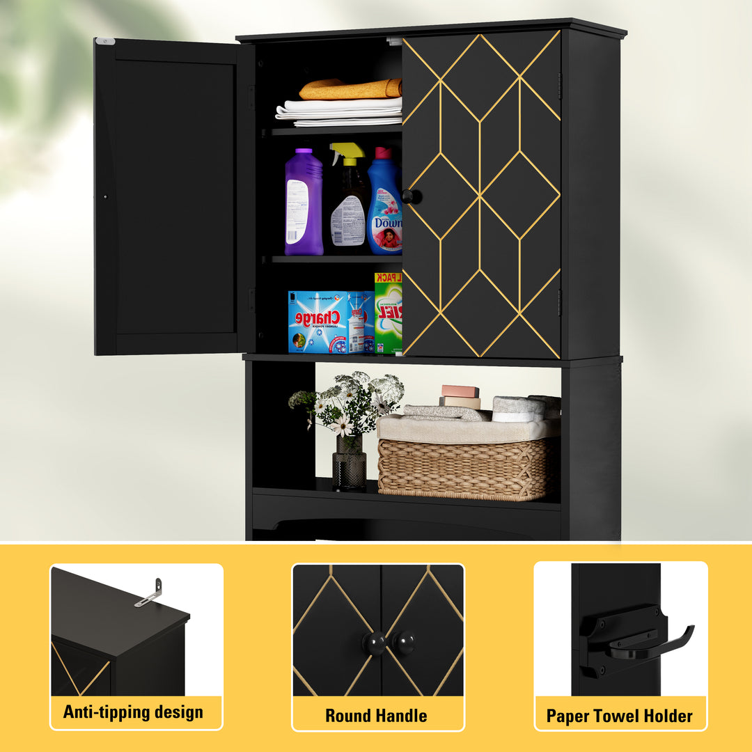 HLR® Space-Saving Over-The-Toilet Storage Cabinet with Doors & Adjustable Shelves – Fits Most Standard Toilets for Bathroom Organization