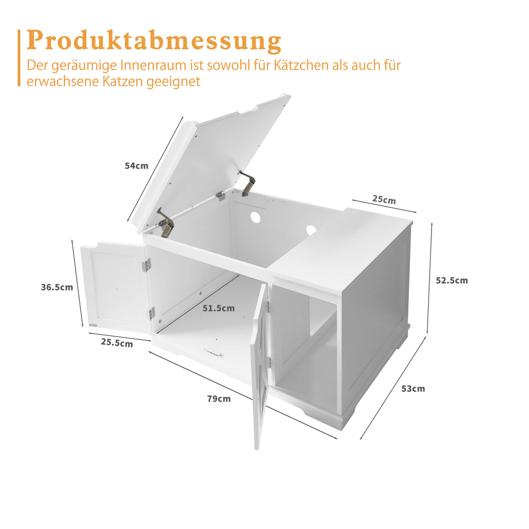 HLR® Hidden Flip-Top Cat Litter Box Furniture Wooden Enclosure Spacious for Medium & Large Cats