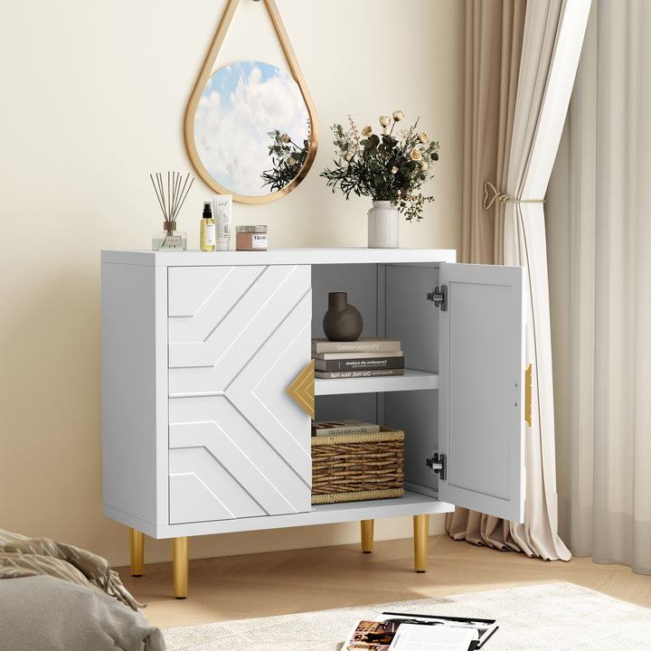 HLR® Modern Accent Cabinet – Decorative Embossed Pattern Doors Sideboard Buffet with Storage – Stylish Storage for Living Room & Dining