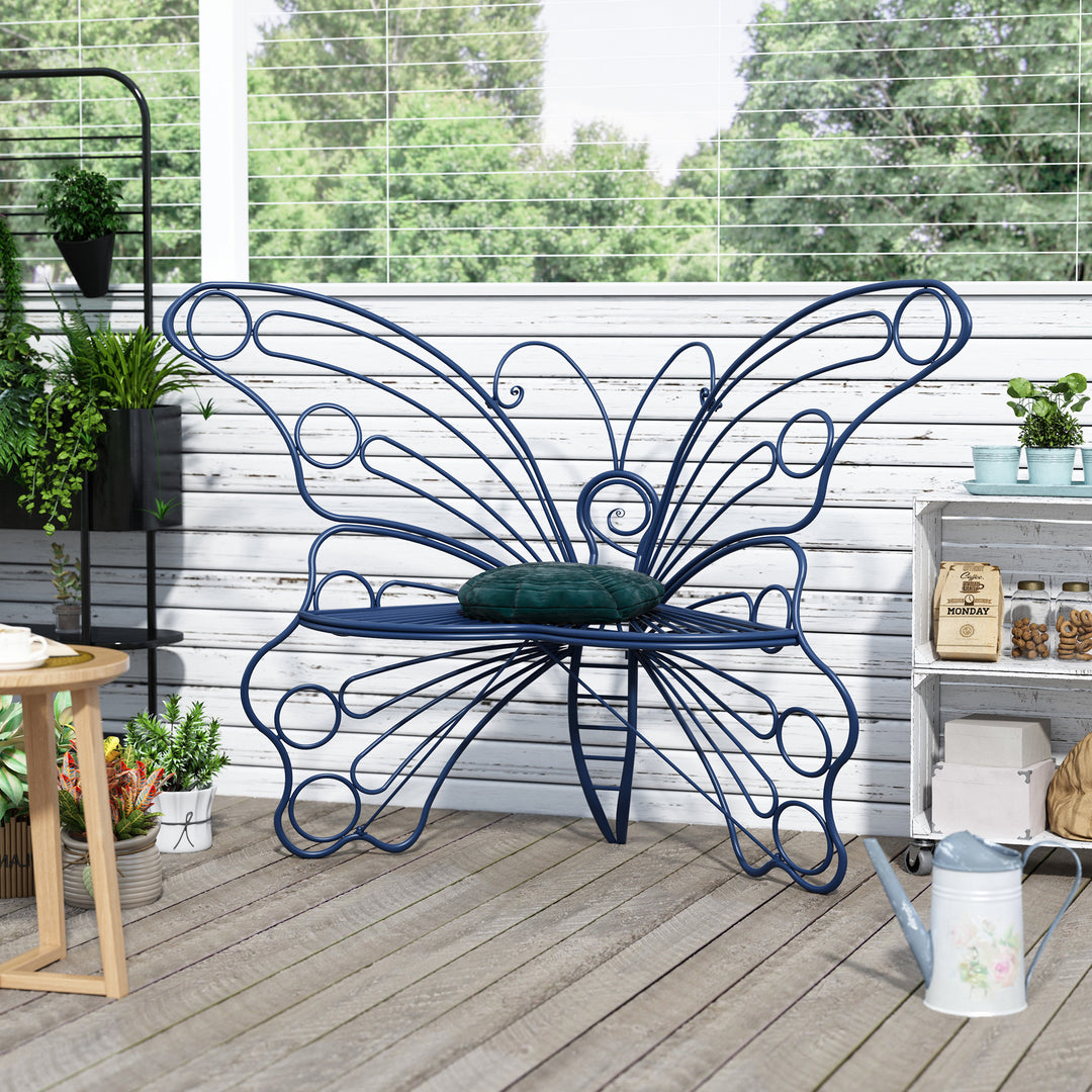 50" Butterfly-Design Cast Iron Outdoor Bench – Heavy-Duty Weatherproof Patio Seat with Rust-Resistant Finish (Garden & Yard)