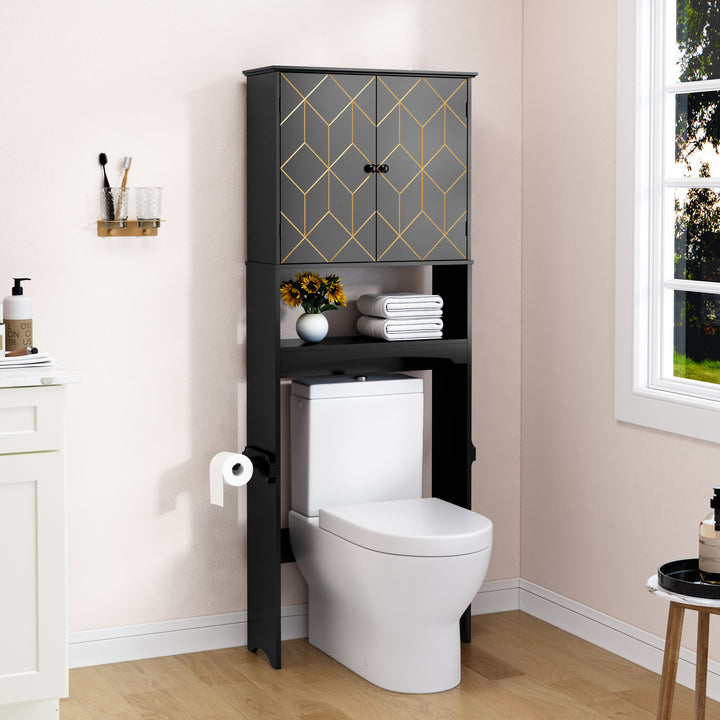HLR® Space-Saving Over-The-Toilet Storage Cabinet with Doors & Adjustable Shelves – Fits Most Standard Toilets for Bathroom Organization