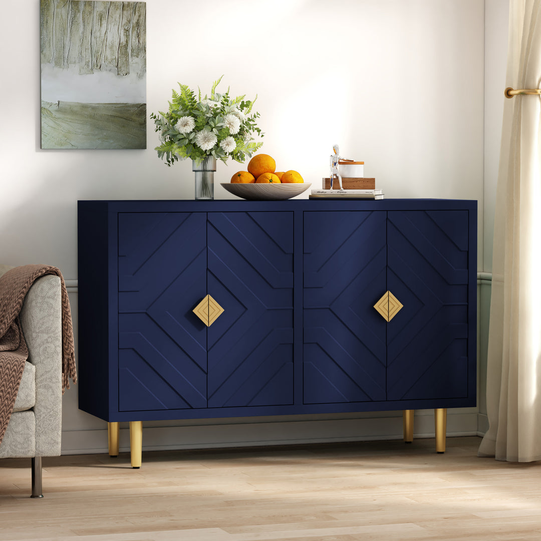 HLR® Modern Accent Cabinet – Decorative Embossed Pattern Doors Sideboard Buffet Credenza with Storage – Stylish Storage for Living Room & Dining