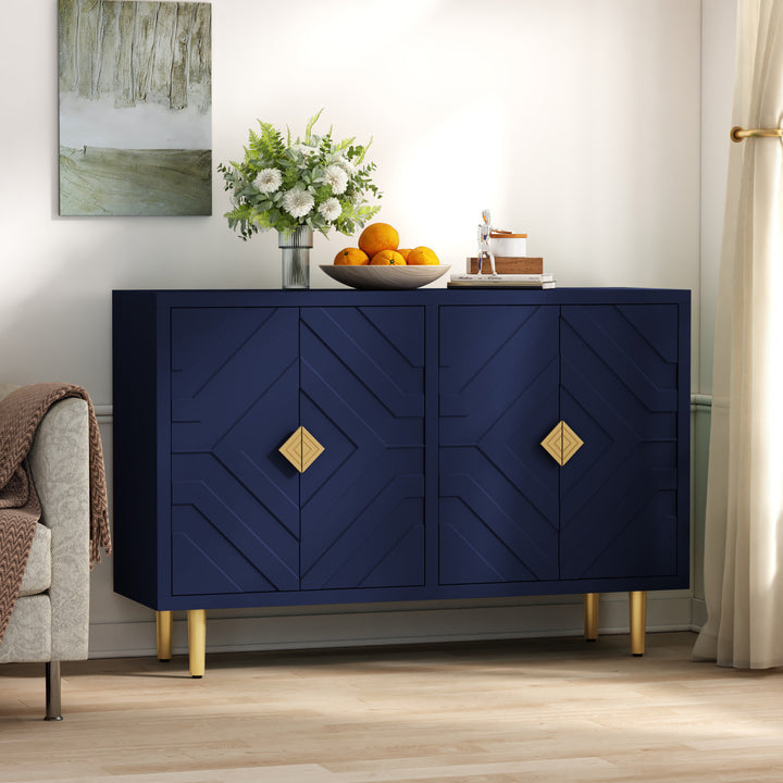 HLR® Modern Accent Cabinet – Decorative Embossed Pattern Doors Sideboard Buffet Credenza with Storage – Stylish Storage for Living Room & Dining