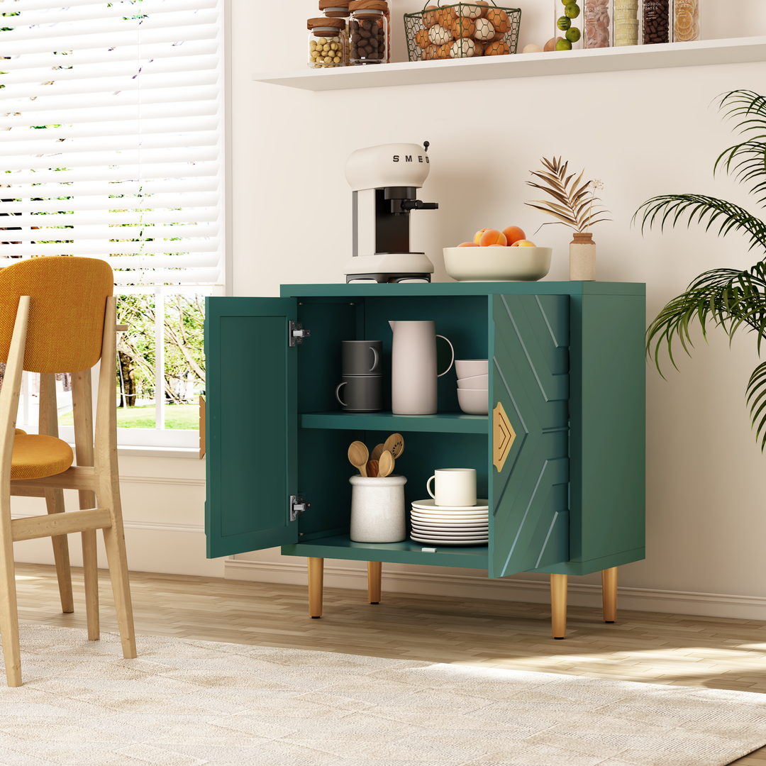 HLR® Modern Accent Cabinet – Decorative Embossed Pattern Doors Sideboard Buffet with Storage – Stylish Storage for Living Room & Dining