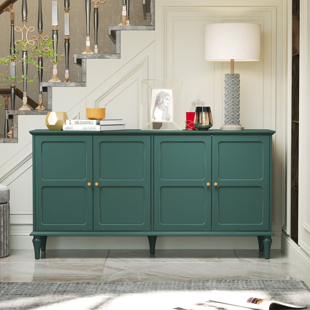 HLR® Mid Century 58'' Wooden Sideboard Buffet Cabinet – 4-Door Storage for Living, Dining & Bedroom