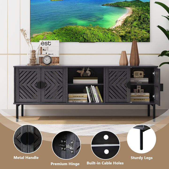 HLR® Modern Wood TV Stand with 2-Tier Shelves & Storage – Stylish Centerpiece for Living Room