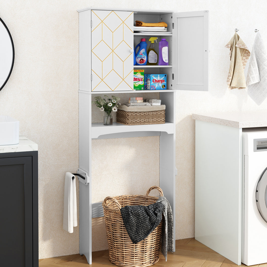 HLR® Space-Saving Over-The-Toilet Storage Cabinet with Doors & Adjustable Shelves – Fits Most Standard Toilets for Bathroom Organization