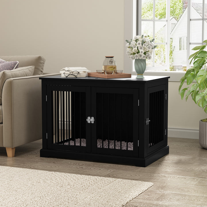 HLR® Furniture-Style Decorative Dog Crate for Small & Medium Dogs with Cushion Flip-top Plate and Chew-Proof Metal Bars