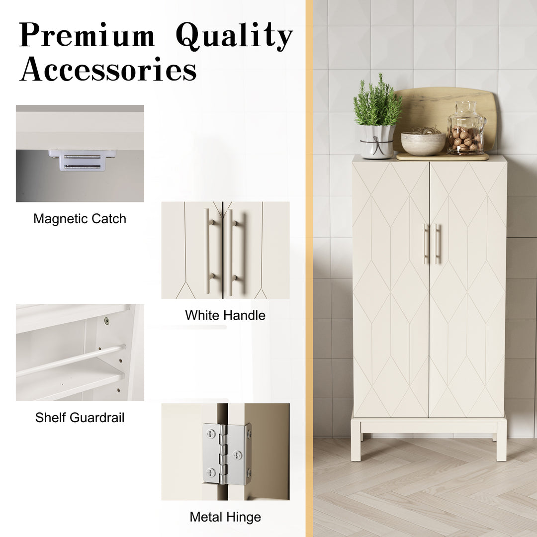 HLR® 45" Kitchen Pantry Cabinet with Gold Trim – Storage Cabinet for Kitchen & Dining Room