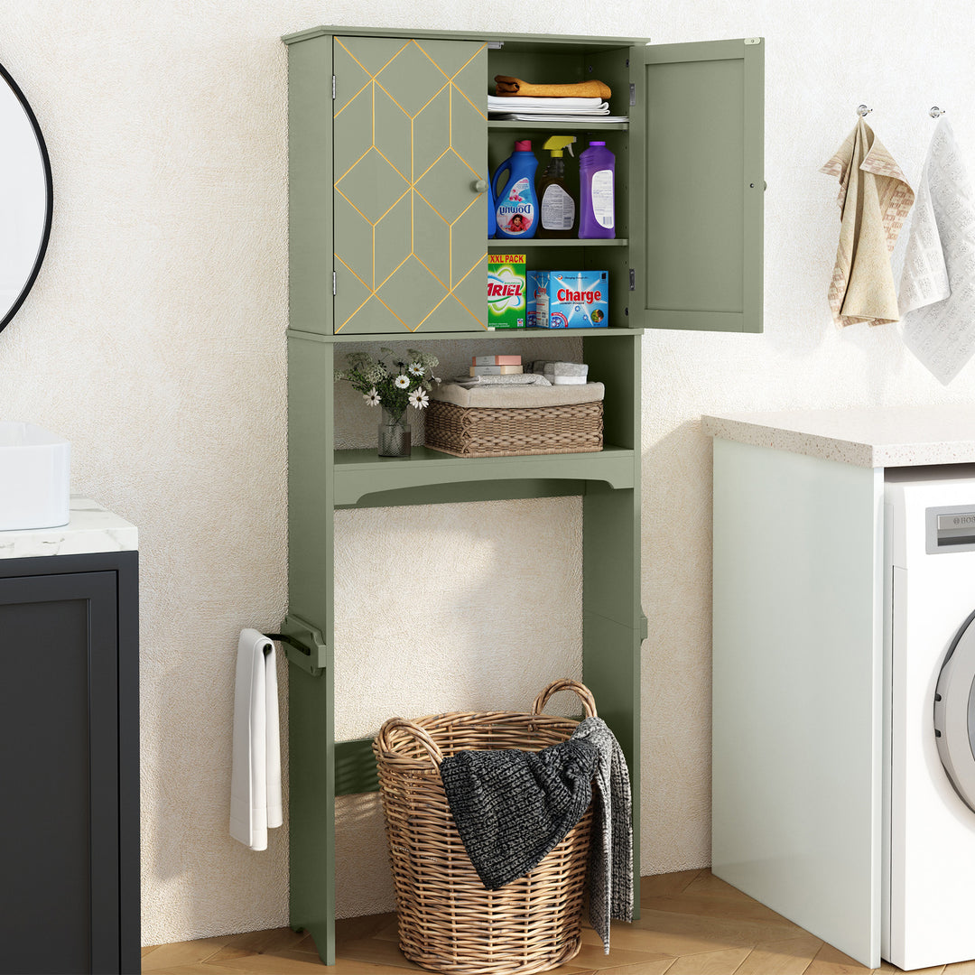HLR® Space-Saving Over-The-Toilet Storage Cabinet with Doors & Adjustable Shelves – Fits Most Standard Toilets for Bathroom Organization