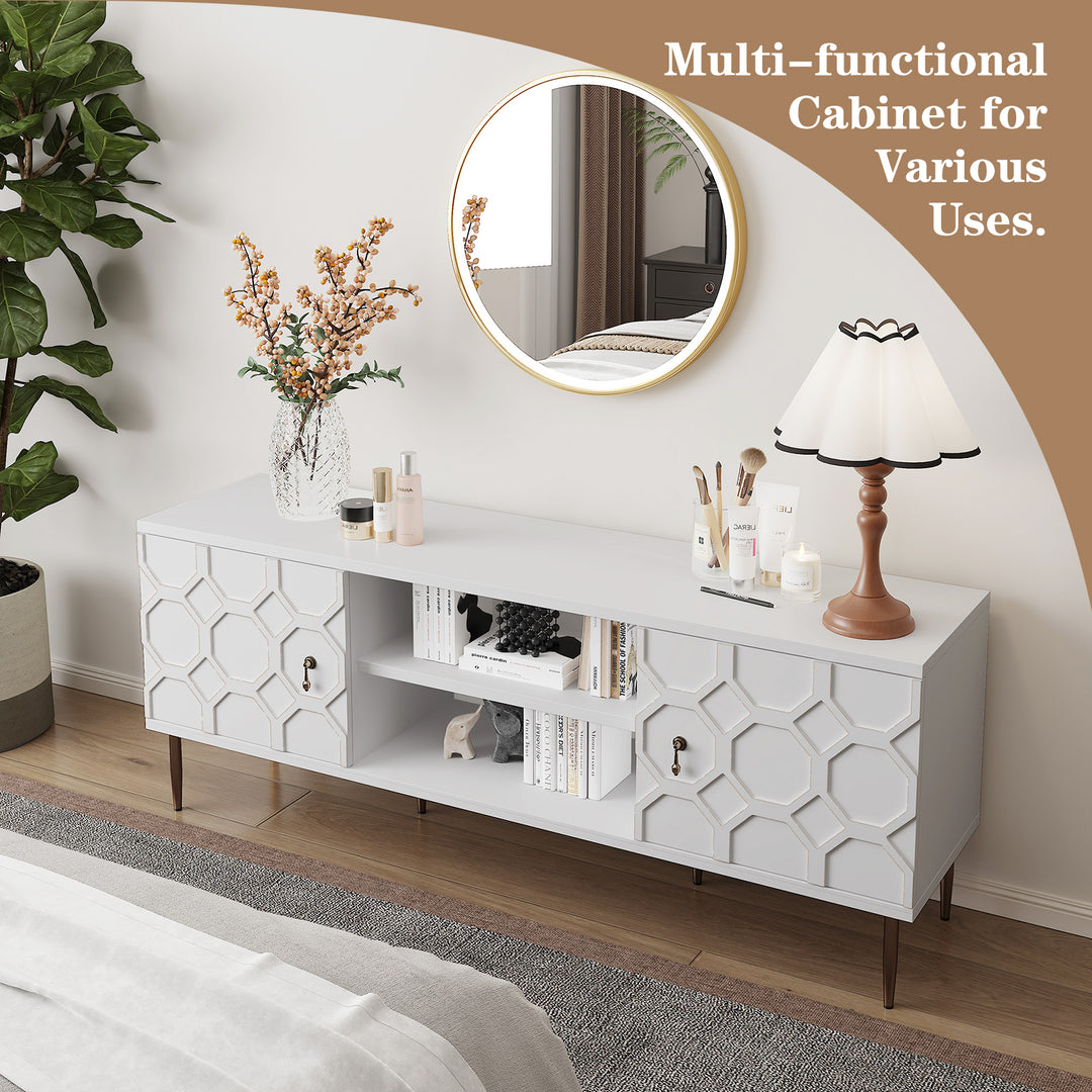 HLR® Mid-Century Modern Brown Nightstand – Single 2-Drawer Solid Wood End Table with Antique Brass Handles – for Bedroom & Living Room