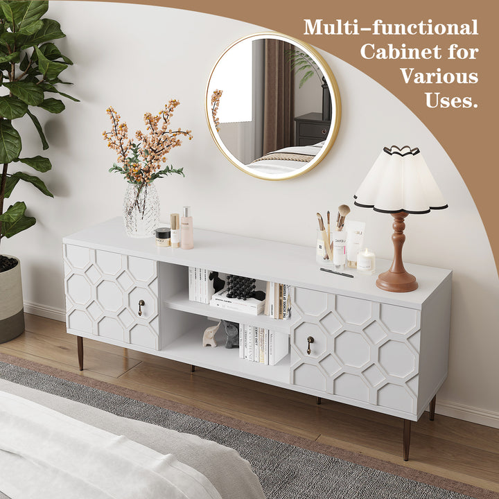 HLR® Mid-Century Modern Brown Nightstand – Single 2-Drawer Solid Wood End Table with Antique Brass Handles – for Bedroom & Living Room