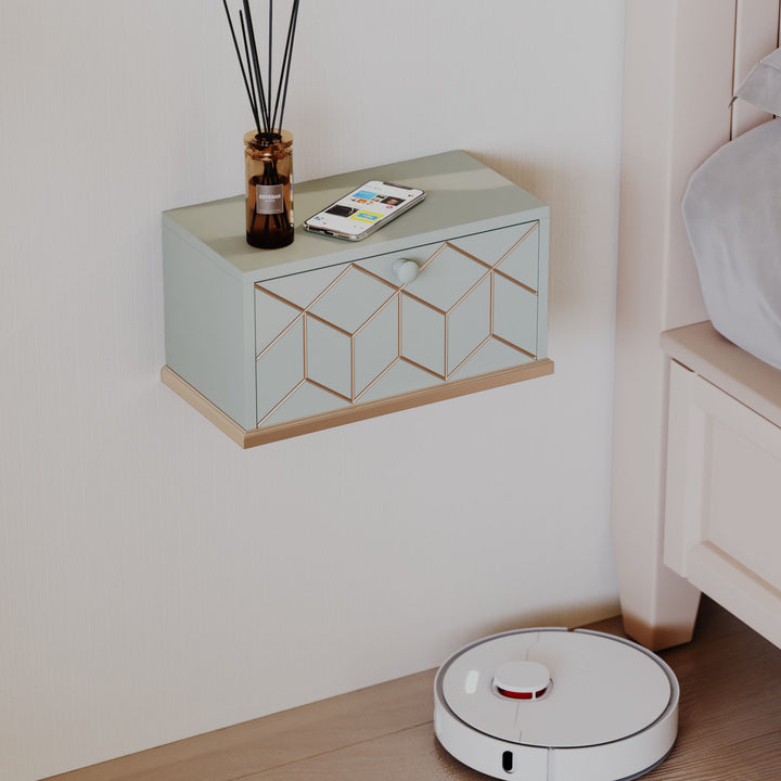 HLR® Small Floating Nightstand Wall Mounted – Removable Door, Easy to Install & Space-Saving for Small Bedrooms, Bathrooms