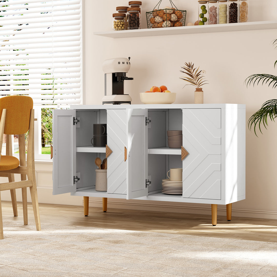 HLR® Modern Accent Cabinet – Decorative Embossed Pattern Doors Sideboard Buffet Credenza with Storage – Stylish Storage for Living Room & Dining