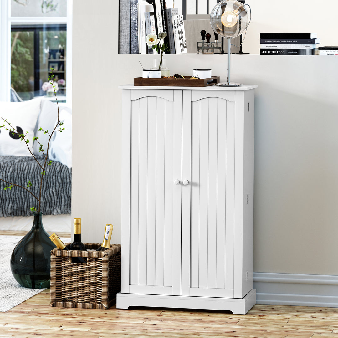 HLR® 41" Classic White Freestanding Kitchen Pantry Cabinet with Adjustable Shelves & Doors – Versatile Storage for Kitchen, Dining & Living Spaces