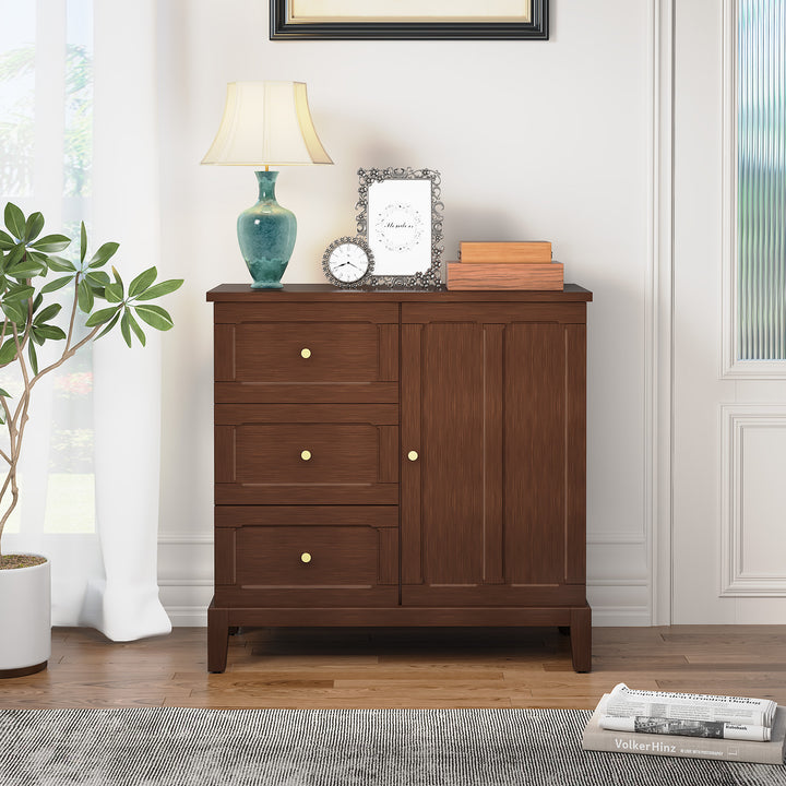 HLR® Wooden Accent Sideboard Cabinet – 3-Drawer Storage, Door & Shelves – Stylish Organization for Living Room & Entryway