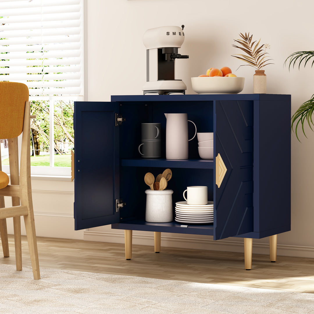 HLR® Modern Accent Cabinet – Decorative Embossed Pattern Doors Sideboard Buffet with Storage – Stylish Storage for Living Room & Dining