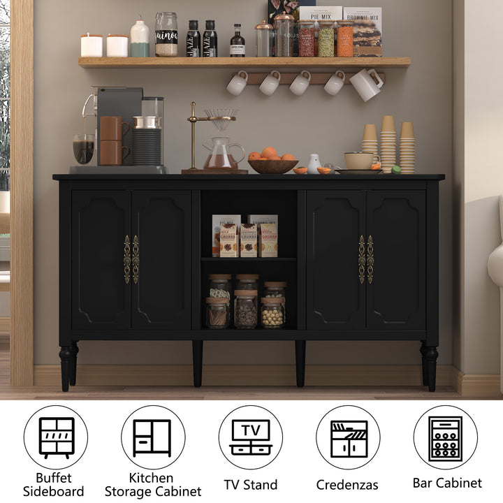 HLR® 67'' Modern Farmhouse TV Stand with Wood Center for 75'' TVs Storage and Cable Management for Living Room