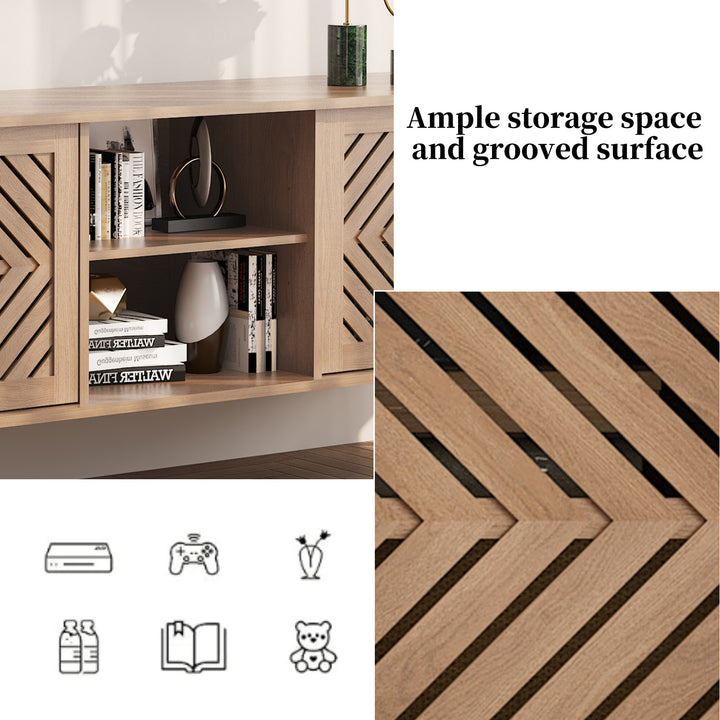 HLR® Modern Wood TV Stand with 2-Tier Shelves & Storage – Stylish Centerpiece for Living Room
