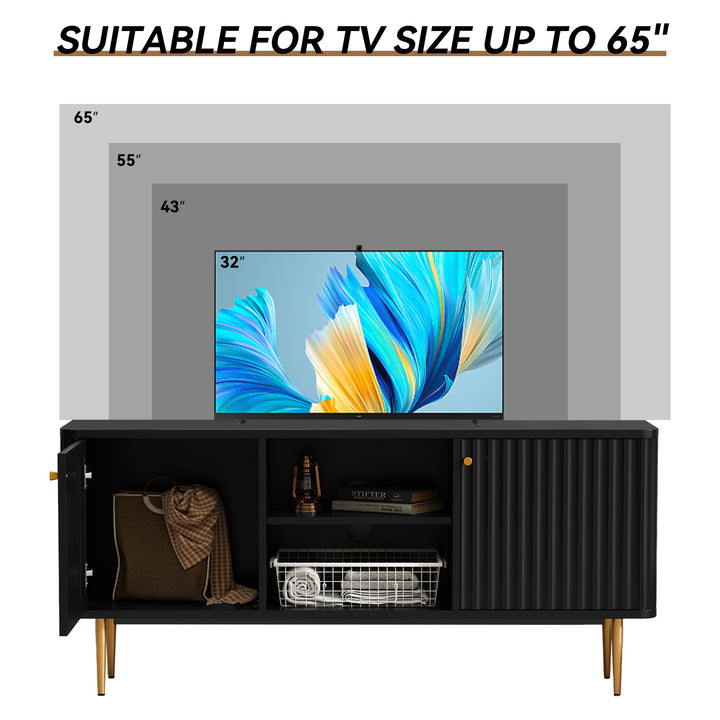 HLR® Mid Century Modern Fluted TV Stand with Stylish Storage for Living Room & Bedroom
