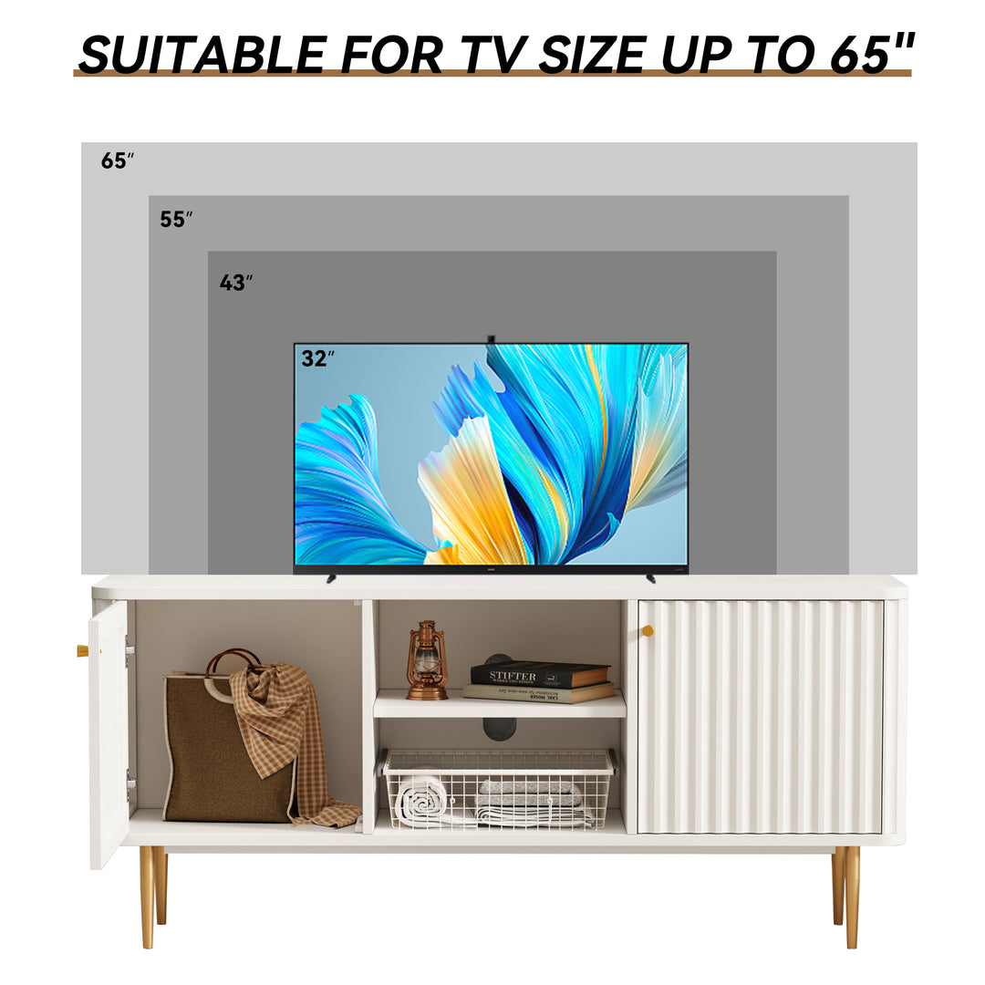 HLR® Mid Century Modern Fluted TV Stand with Stylish Storage for Living Room & Bedroom