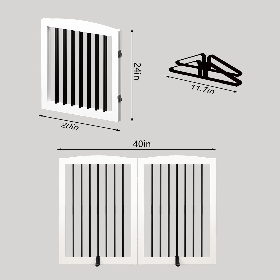 HLR® Freestanding Foldable Wooden Dog Gate Indoor Safety Fence for Stairs and Doorways Step Over with Support Feet for Puppies and Dogs