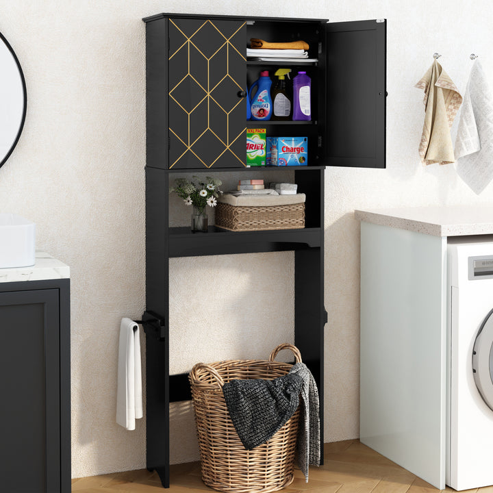 HLR® Space-Saving Over-The-Toilet Storage Cabinet with Doors & Adjustable Shelves – Fits Most Standard Toilets for Bathroom Organization