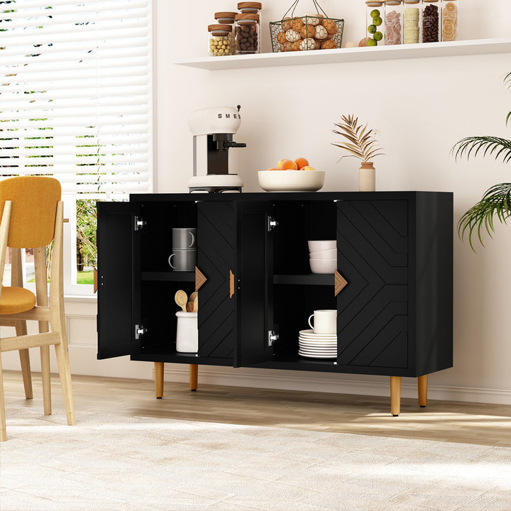 HLR® Modern Accent Cabinet – Decorative Embossed Pattern Doors Sideboard Buffet Credenza with Storage – Stylish Storage for Living Room & Dining