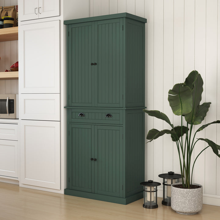 HLR® Classic White Freestanding Pantry Cabinet with Adjustable Shelves & Drawer – Versatile Storage for Kitchen, Bathroom & Hallway