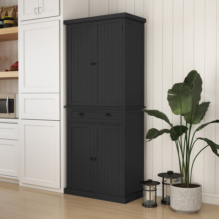 HLR® Classic White Freestanding Pantry Cabinet with Adjustable Shelves & Drawer – Versatile Storage for Kitchen, Bathroom & Hallway