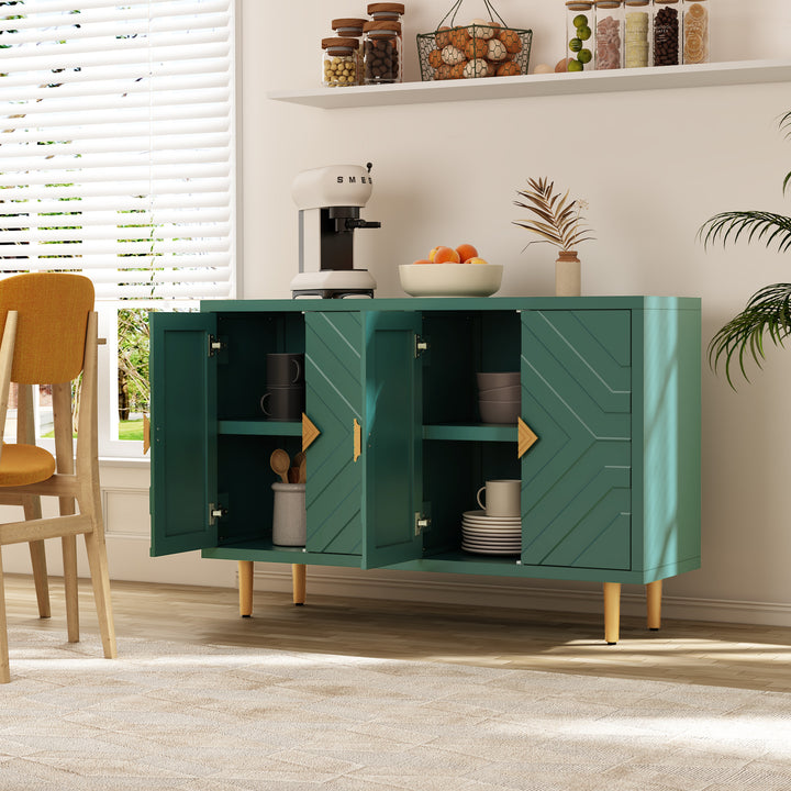 HLR® Modern Accent Cabinet – Decorative Embossed Pattern Doors Sideboard Buffet Credenza with Storage – Stylish Storage for Living Room & Dining