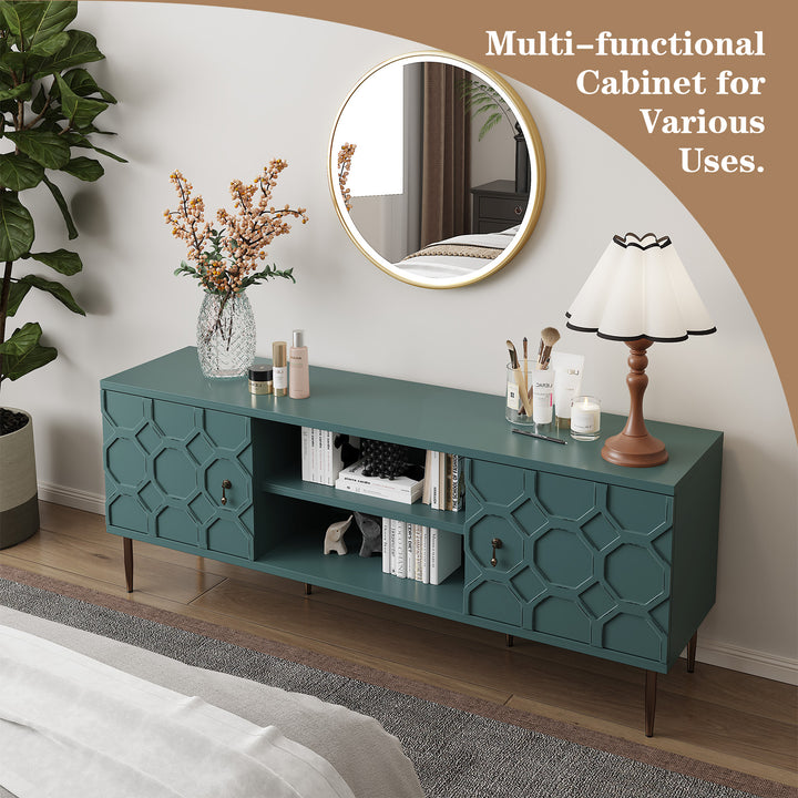 HLR® Mid-Century Modern Brown Nightstand – Single 2-Drawer Solid Wood End Table with Antique Brass Handles – for Bedroom & Living Room