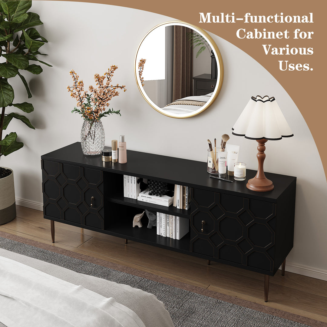 HLR® Mid-Century Modern Brown Nightstand – Single 2-Drawer Solid Wood End Table with Antique Brass Handles – for Bedroom & Living Room