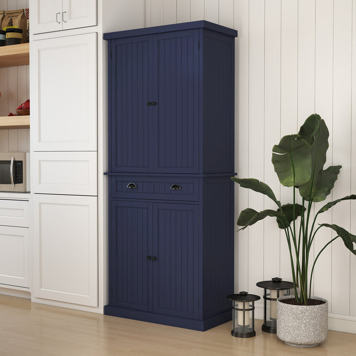 HLR® Classic White Freestanding Pantry Cabinet with Adjustable Shelves & Drawer – Versatile Storage for Kitchen, Bathroom & Hallway