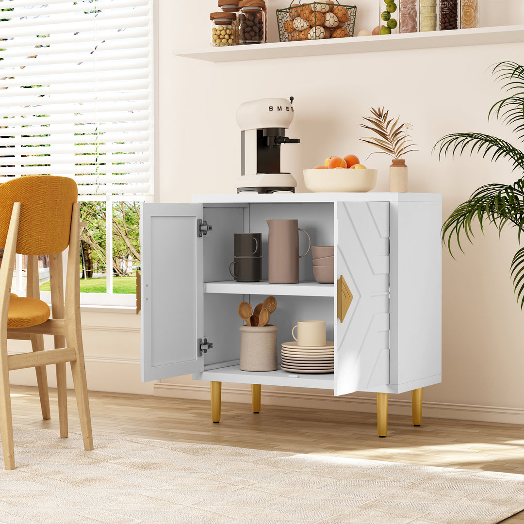 HLR® Modern Accent Cabinet – Decorative Embossed Pattern Doors Sideboard Buffet with Storage – Stylish Storage for Living Room & Dining