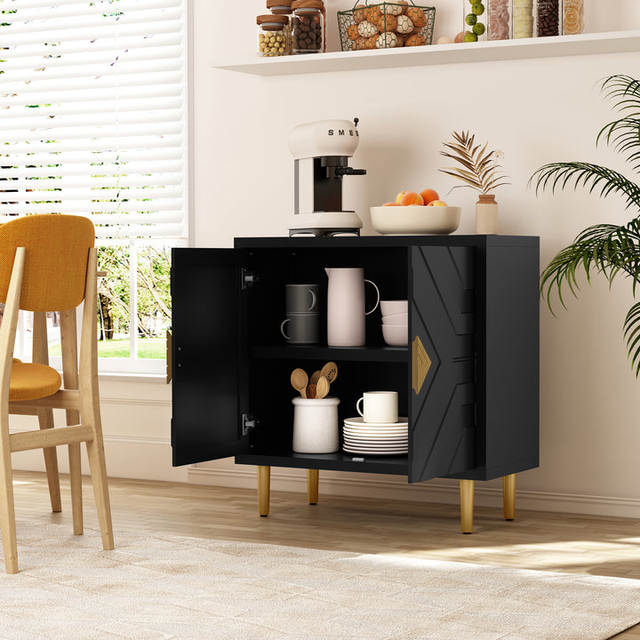 HLR® Modern Accent Cabinet – Decorative Embossed Pattern Doors Sideboard Buffet with Storage – Stylish Storage for Living Room & Dining