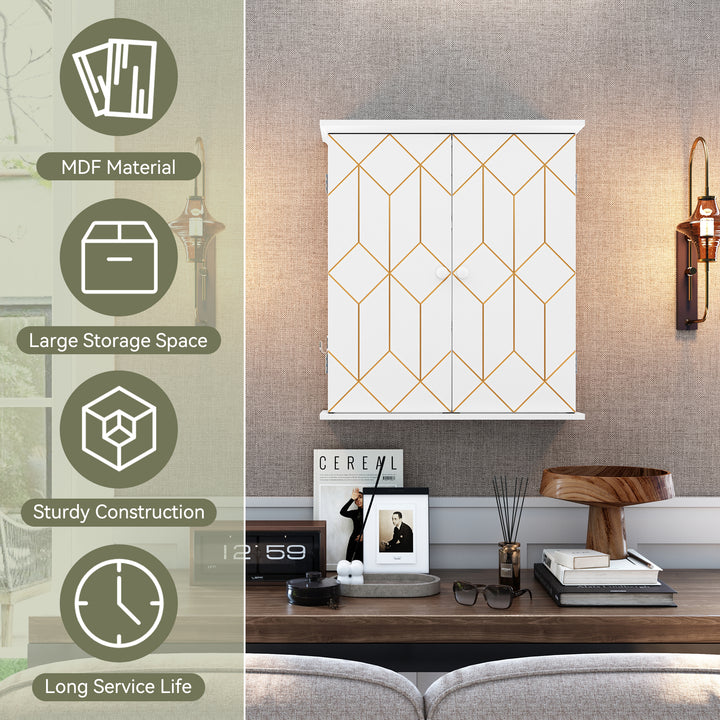 HLR® Gold Trim Wall-Mounted Bathroom Cabinet with Adjustable Shelves Space-Saving Storage for Bathroom